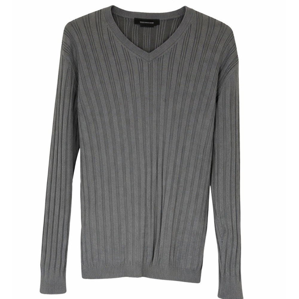 Calvin Klein Men's V Neck Sweater XL Gray Cotton‎ Classic Minimal